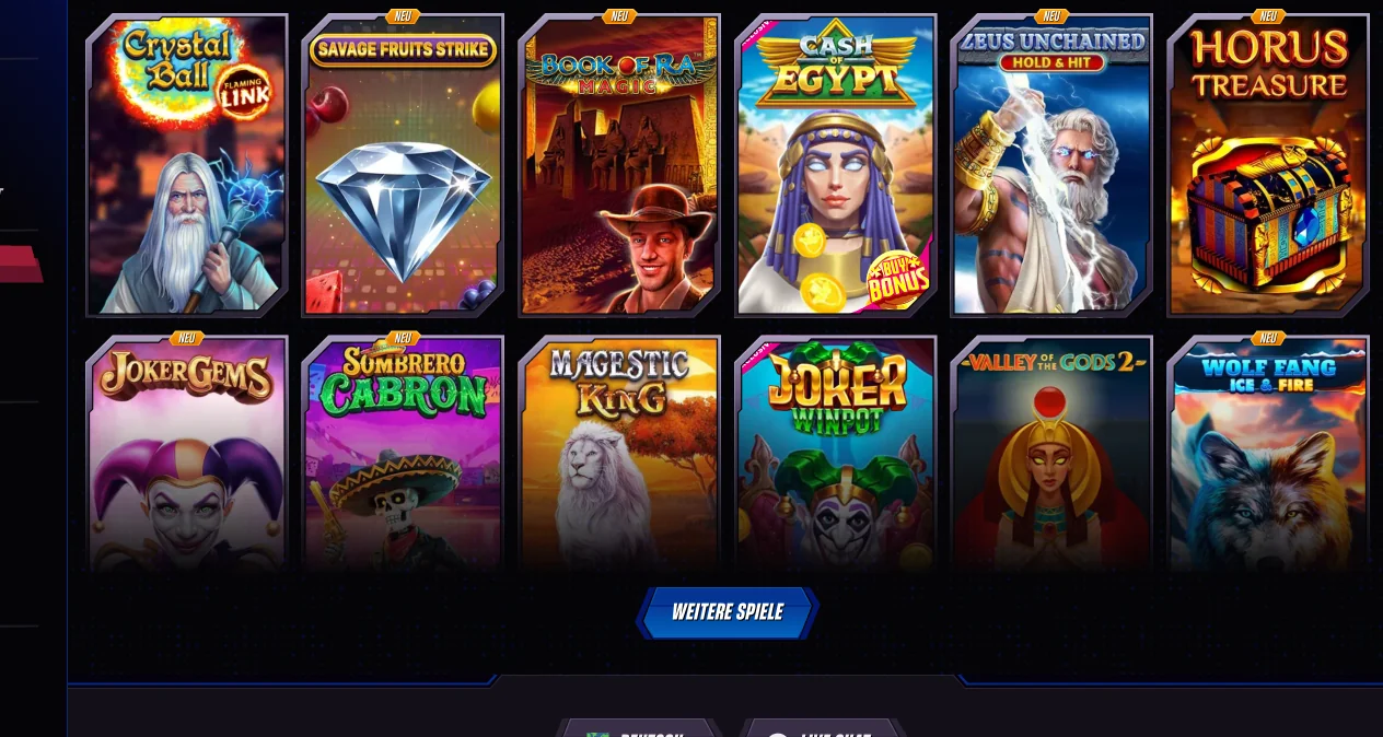Spielangebot bei Winrolla – Winrolla